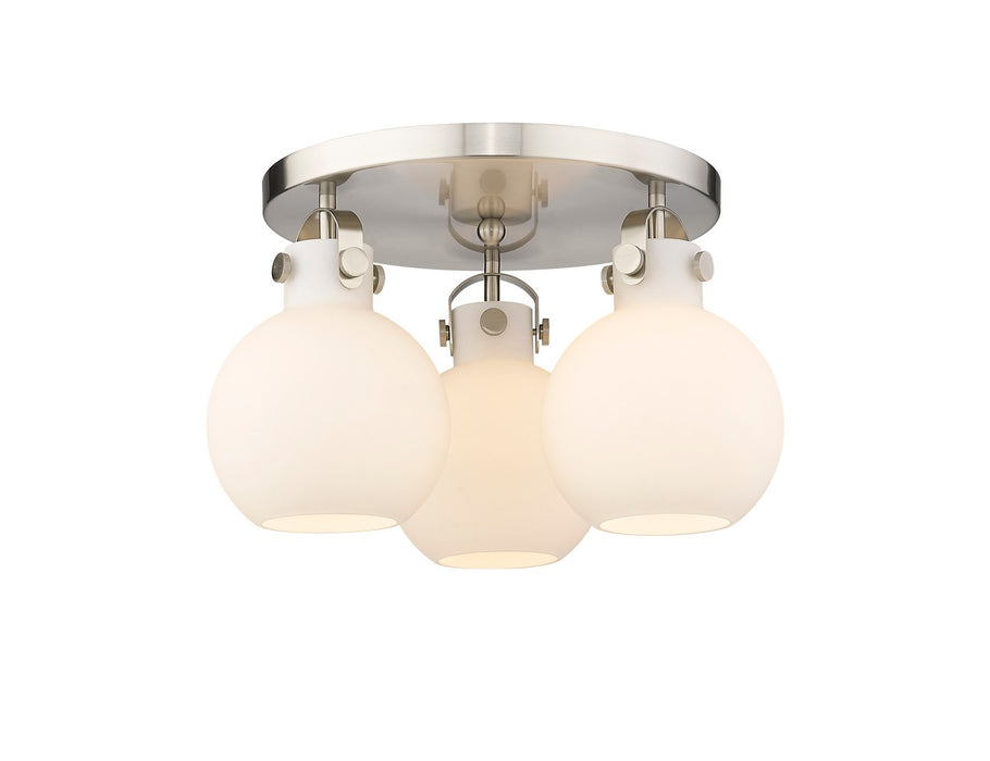 Innovations 410-3F-SN-G410-7WH Three Light Flush Mount, Satin Nickel