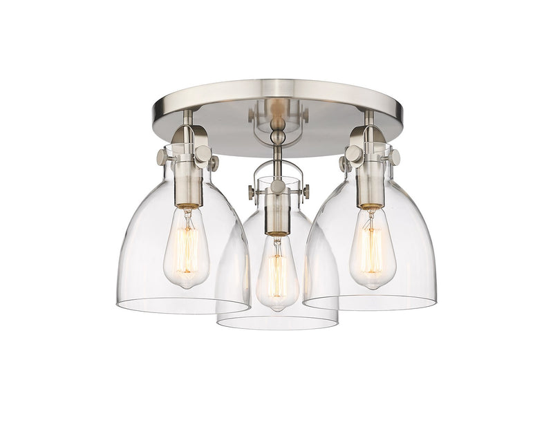 Innovations 410-3F-SN-G412-7CL Three Light Flush Mount, Satin Nickel