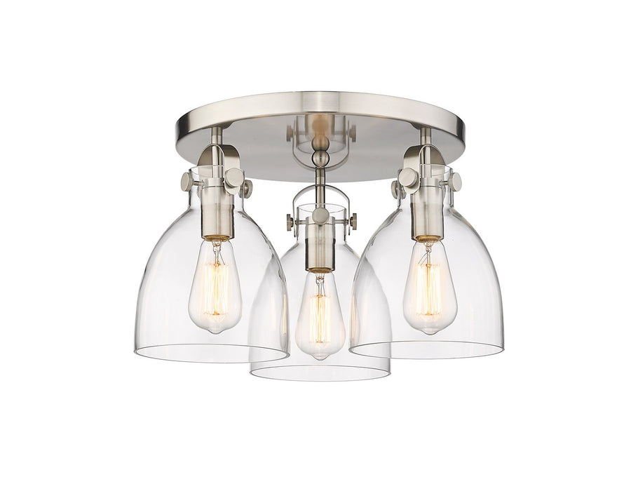 Innovations 410-3F-SN-G412-7CL Three Light Flush Mount, Satin Nickel