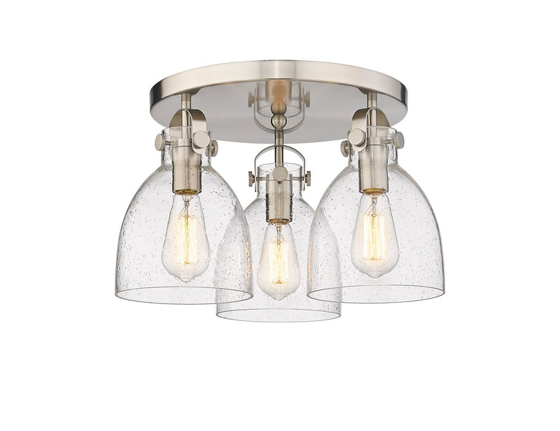 Innovations 410-3F-SN-G412-7SDY Three Light Flush Mount, Satin Nickel