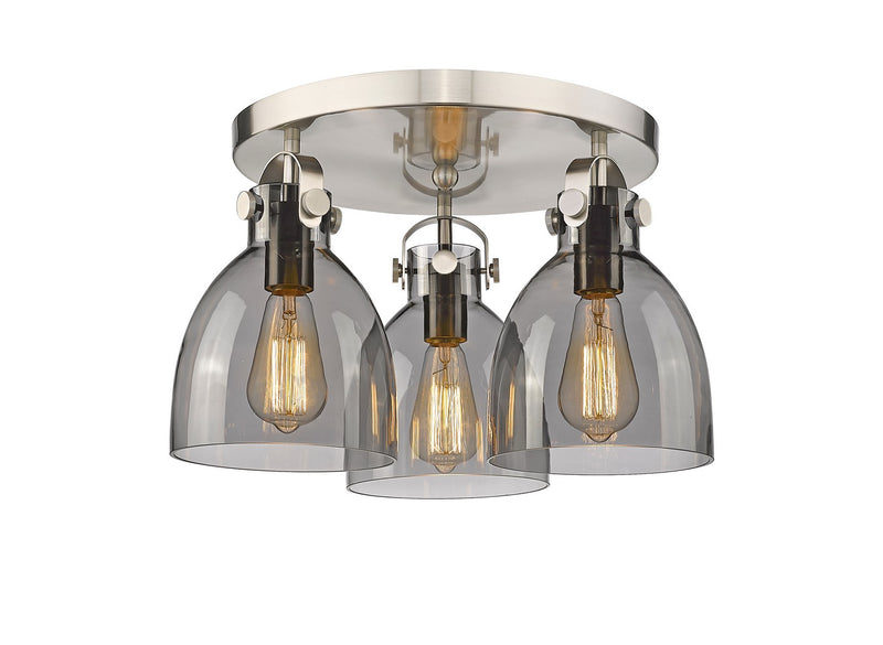 Innovations 410-3F-SN-G412-7SM Three Light Flush Mount, Satin Nickel
