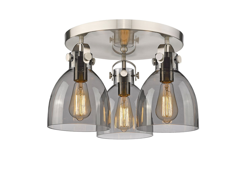 Innovations 410-3F-SN-G412-7SM Three Light Flush Mount, Satin Nickel