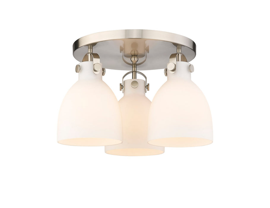 Innovations 410-3F-SN-G412-7WH Three Light Flush Mount, Satin Nickel