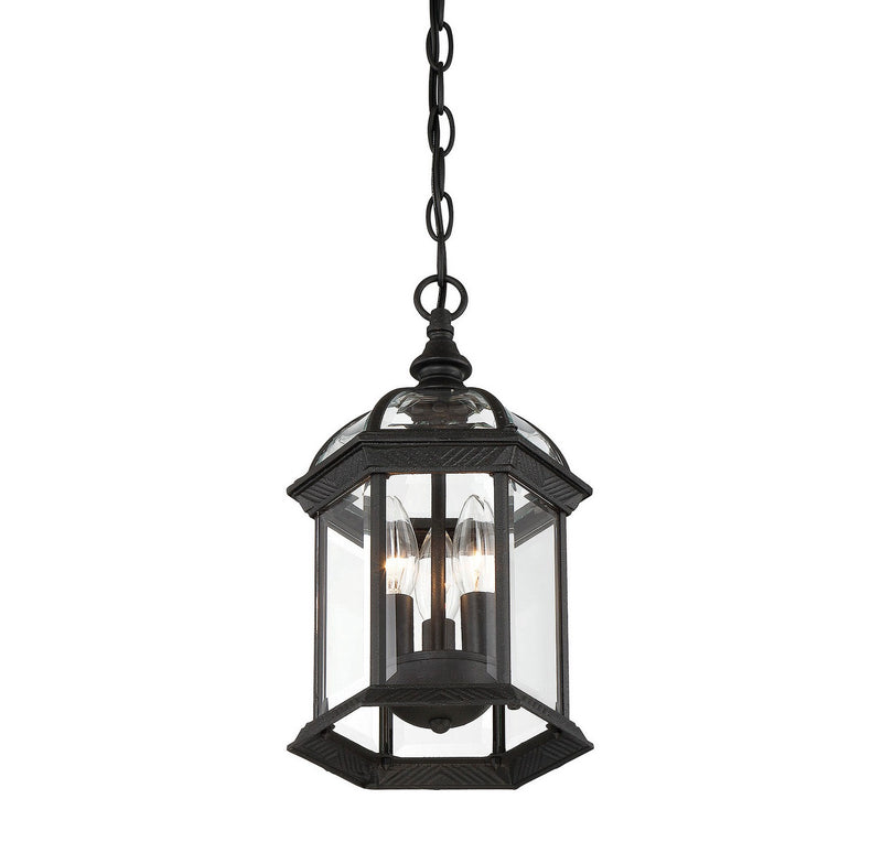 Savoy House 5-0635-BK Three Light Hanging Lantern, Textured Black