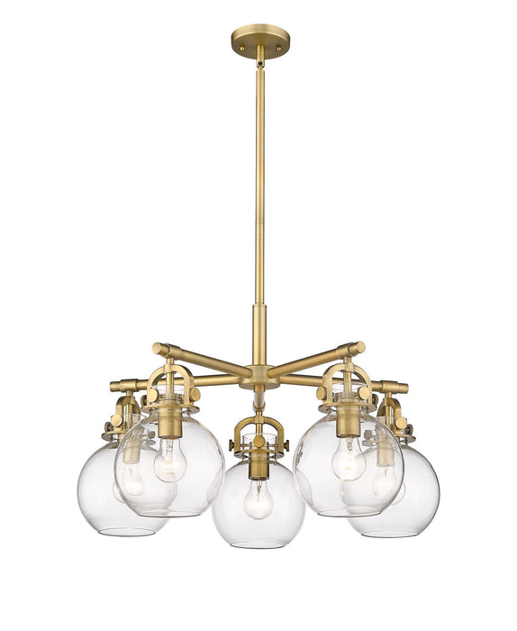 Innovations 410-5CR-BB-G410-7CL Five Light Chandelier, Brushed Brass