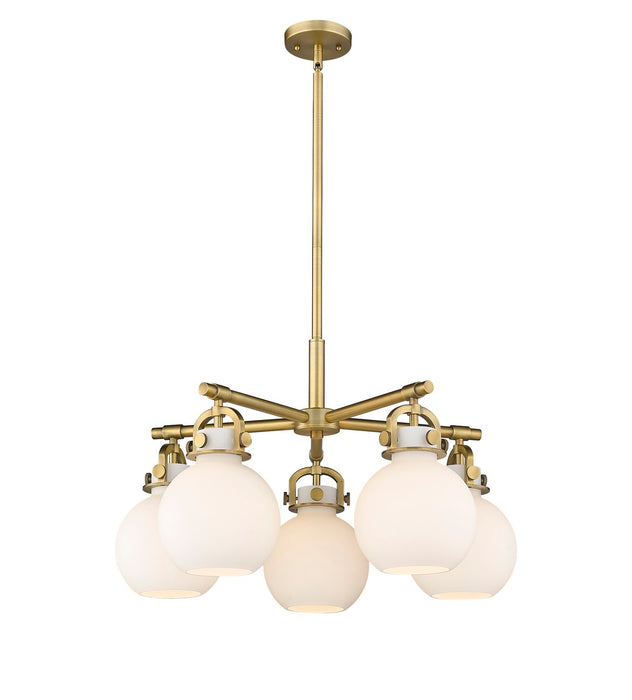 Innovations 410-5CR-BB-G410-7WH Five Light Chandelier, Brushed Brass