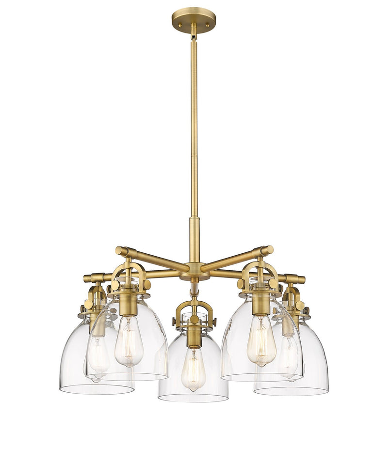 Innovations 410-5CR-BB-G412-7CL Five Light Chandelier, Brushed Brass