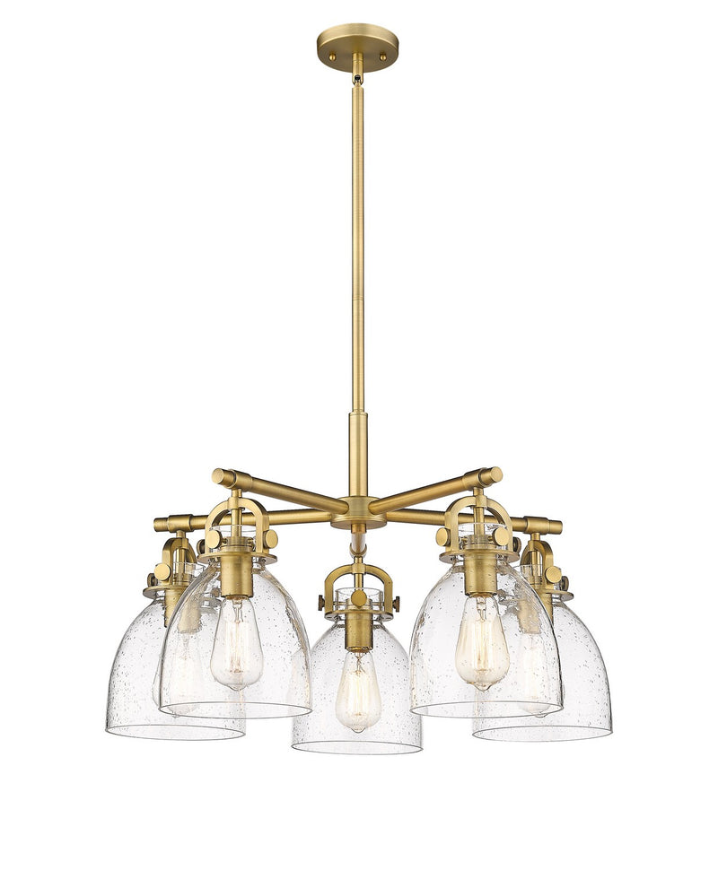 Innovations 410-5CR-BB-G412-7SDY Five Light Chandelier, Brushed Brass