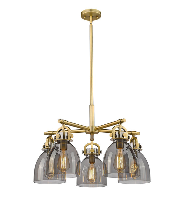 Innovations 410-5CR-BB-G412-7SM Five Light Chandelier, Brushed Brass