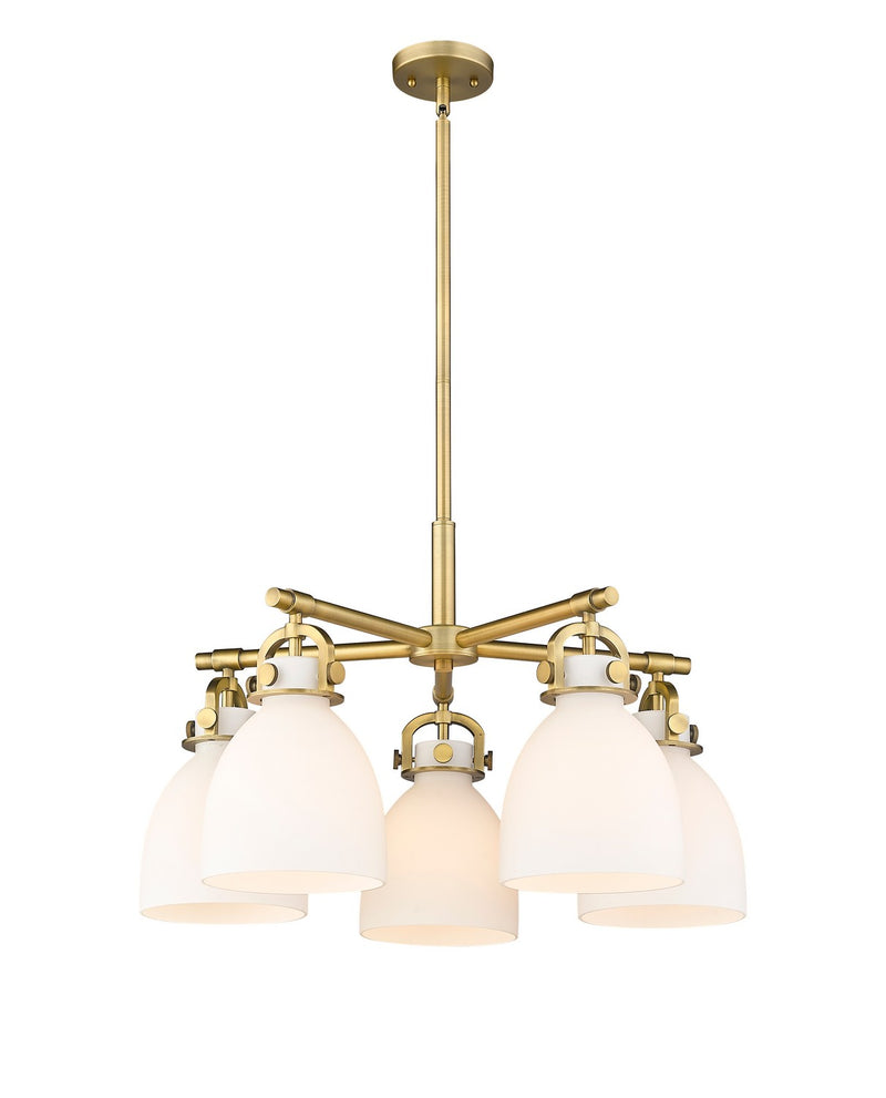 Innovations 410-5CR-BB-G412-7WH Five Light Chandelier, Brushed Brass
