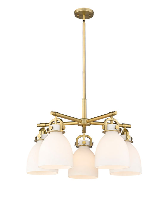 Innovations 410-5CR-BB-G412-7WH Five Light Chandelier, Brushed Brass
