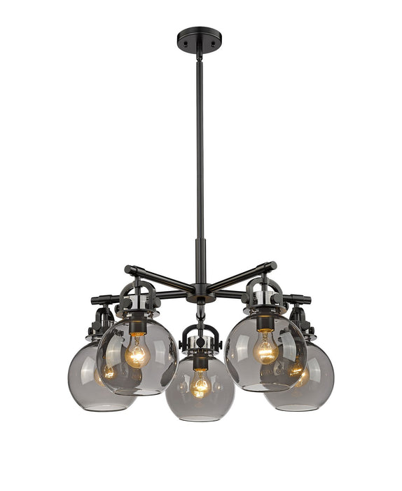 Innovations 410-5CR-BK-G410-7SM Five Light Chandelier, Matte Black