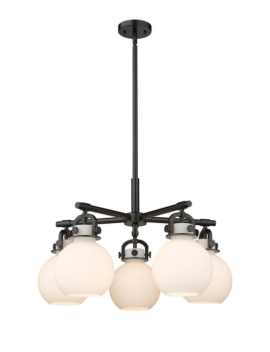Innovations 410-5CR-BK-G410-7WH Five Light Chandelier, Matte Black