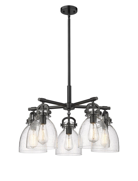Innovations 410-5CR-BK-G412-7SDY Five Light Chandelier, Matte Black