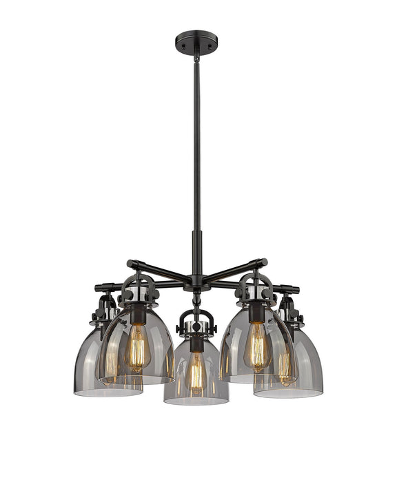Innovations 410-5CR-BK-G412-7SM Five Light Chandelier, Matte Black