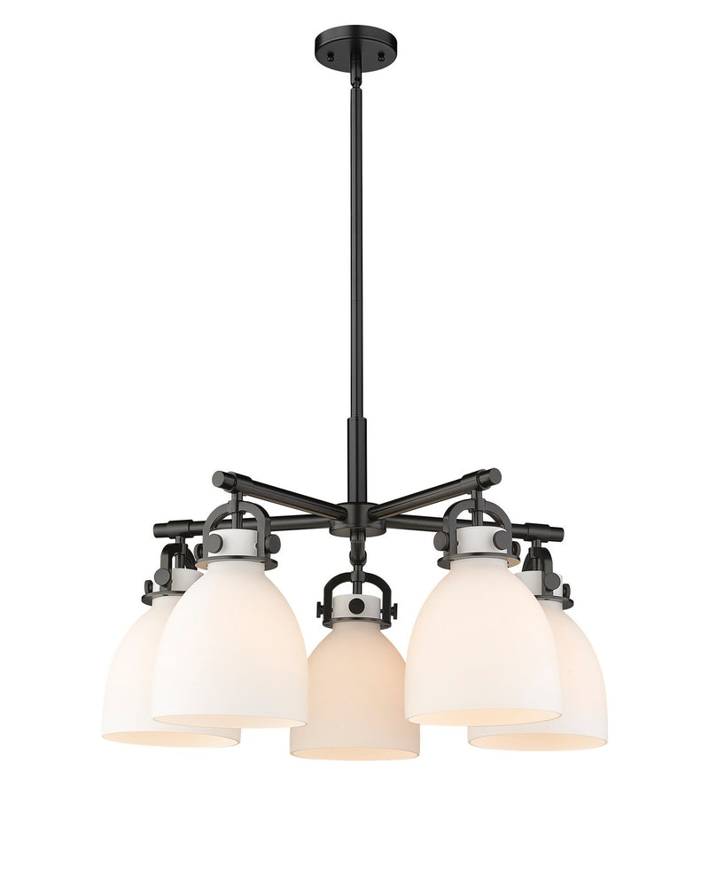 Innovations 410-5CR-BK-G412-7WH Five Light Chandelier, Matte Black