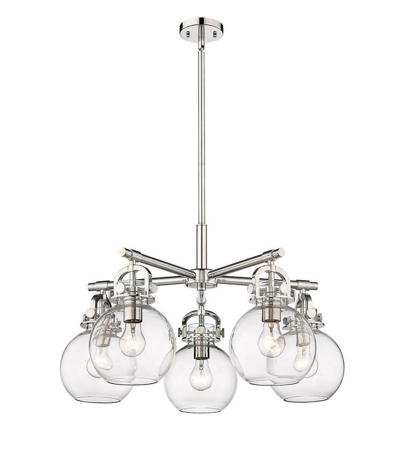 Innovations 410-5CR-PN-G410-7CL Five Light Chandelier, Polished Nickel