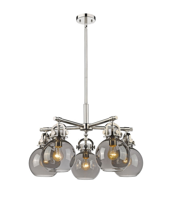 Innovations 410-5CR-PN-G410-7SM Five Light Chandelier, Polished Nickel