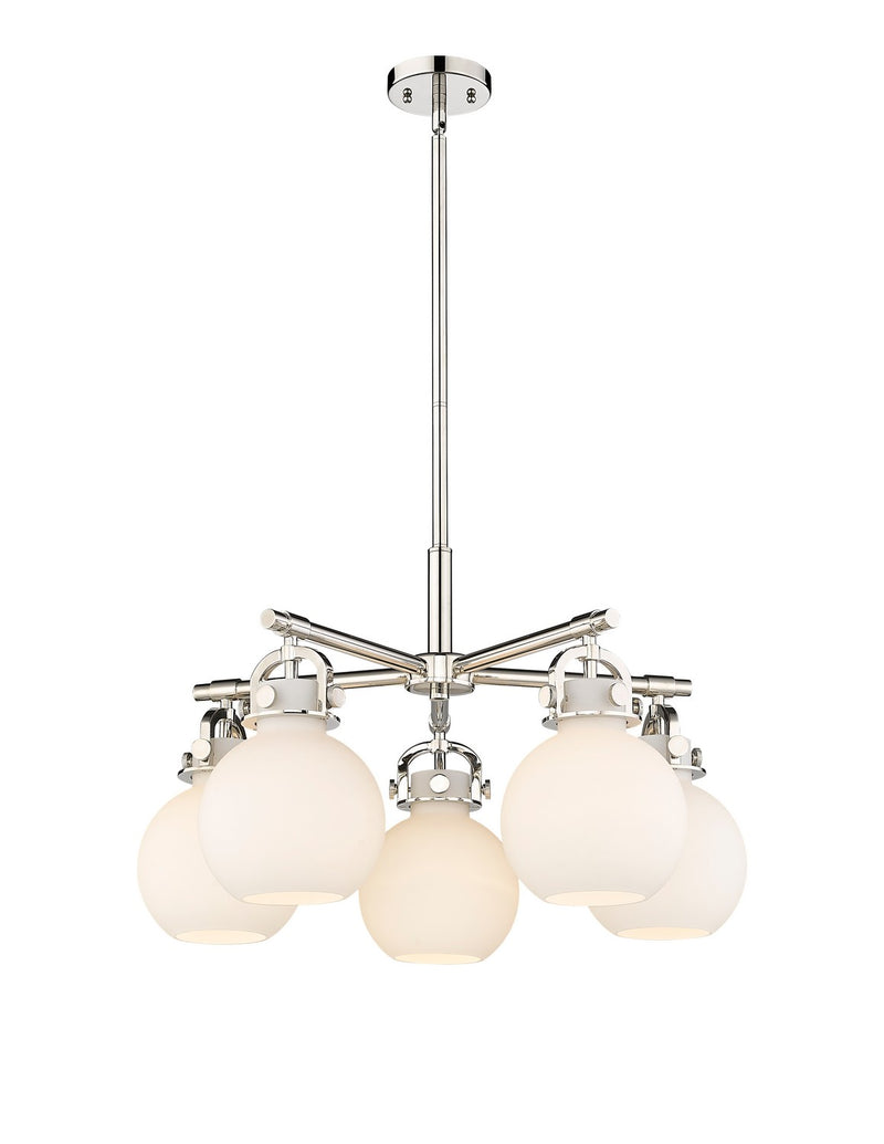 Innovations 410-5CR-PN-G410-7WH Five Light Chandelier, Polished Nickel