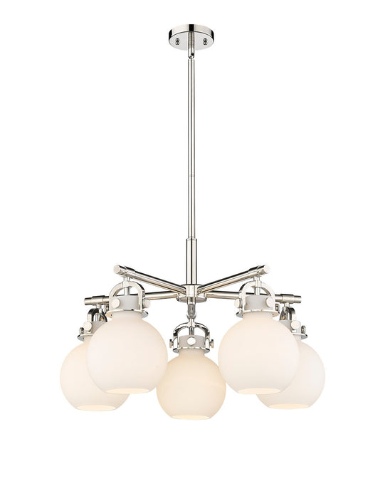 Innovations 410-5CR-PN-G410-7WH Five Light Chandelier, Polished Nickel