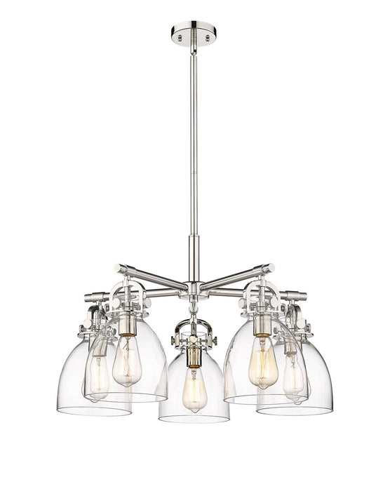 Innovations 410-5CR-PN-G412-7CL Five Light Chandelier, Polished Nickel