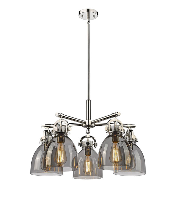 Innovations 410-5CR-PN-G412-7SM Five Light Chandelier, Polished Nickel