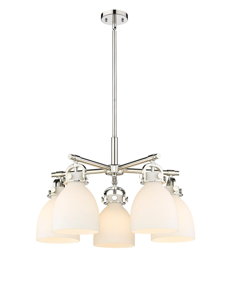 Innovations 410-5CR-PN-G412-7WH Five Light Chandelier, Polished Nickel
