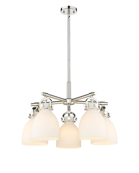 Innovations 410-5CR-PN-G412-7WH Five Light Chandelier, Polished Nickel