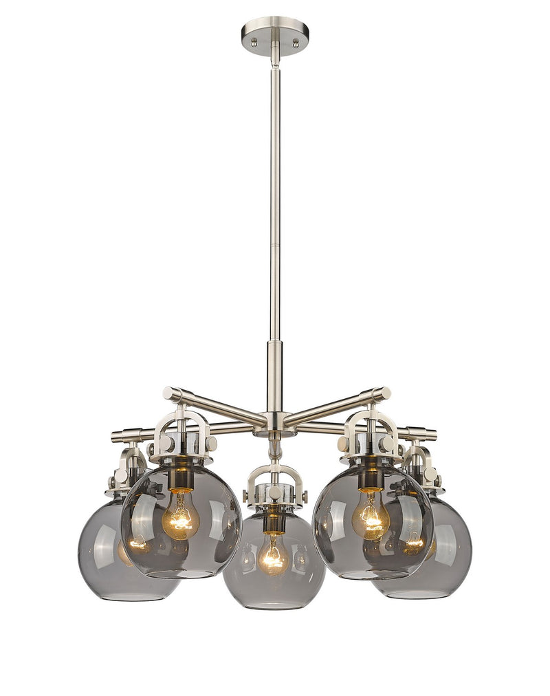 Innovations 410-5CR-SN-G410-7SM Five Light Chandelier, Satin Nickel