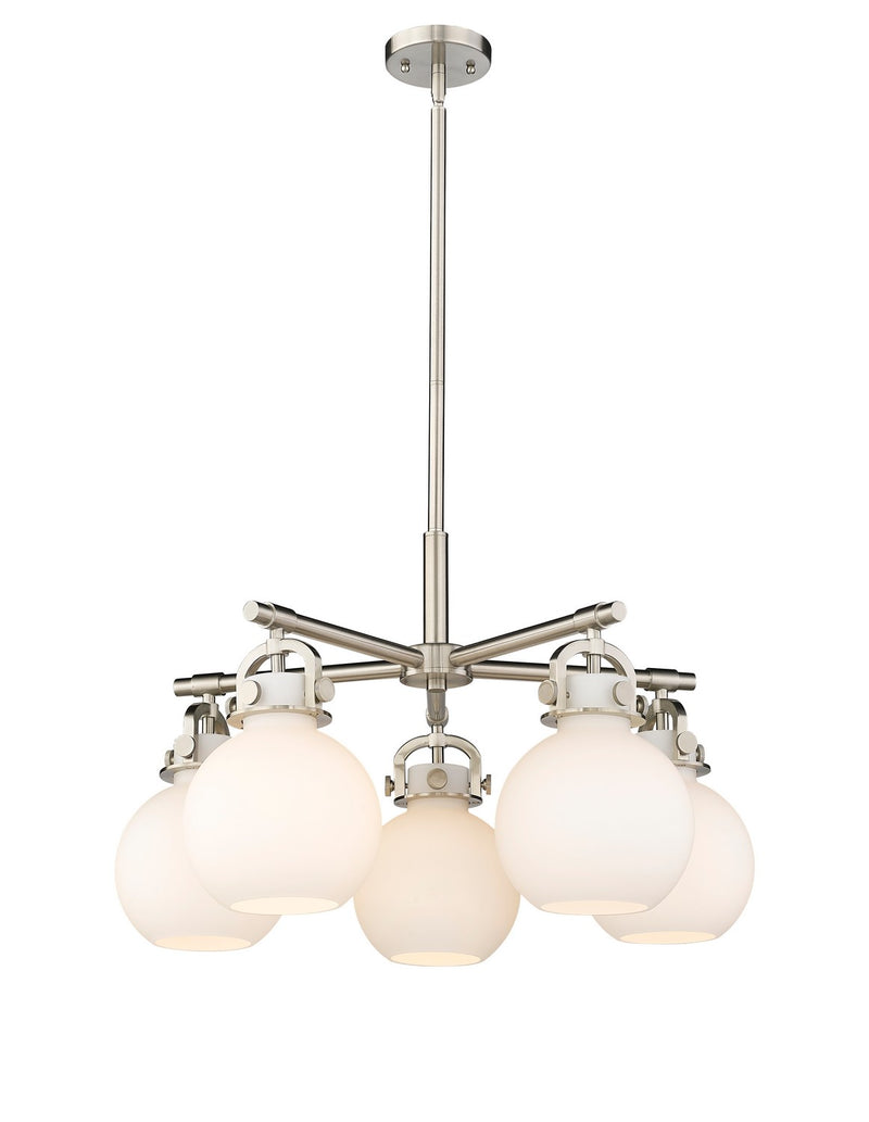 Innovations 410-5CR-SN-G410-7WH Five Light Chandelier, Satin Nickel