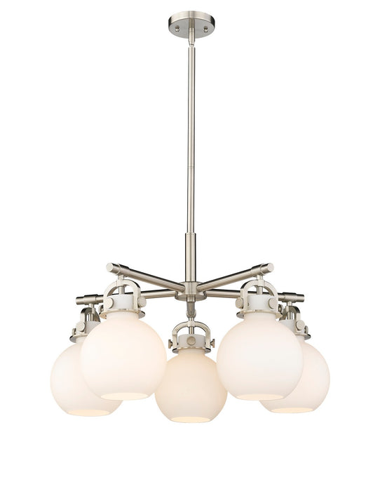 Innovations 410-5CR-SN-G410-7WH Five Light Chandelier, Satin Nickel