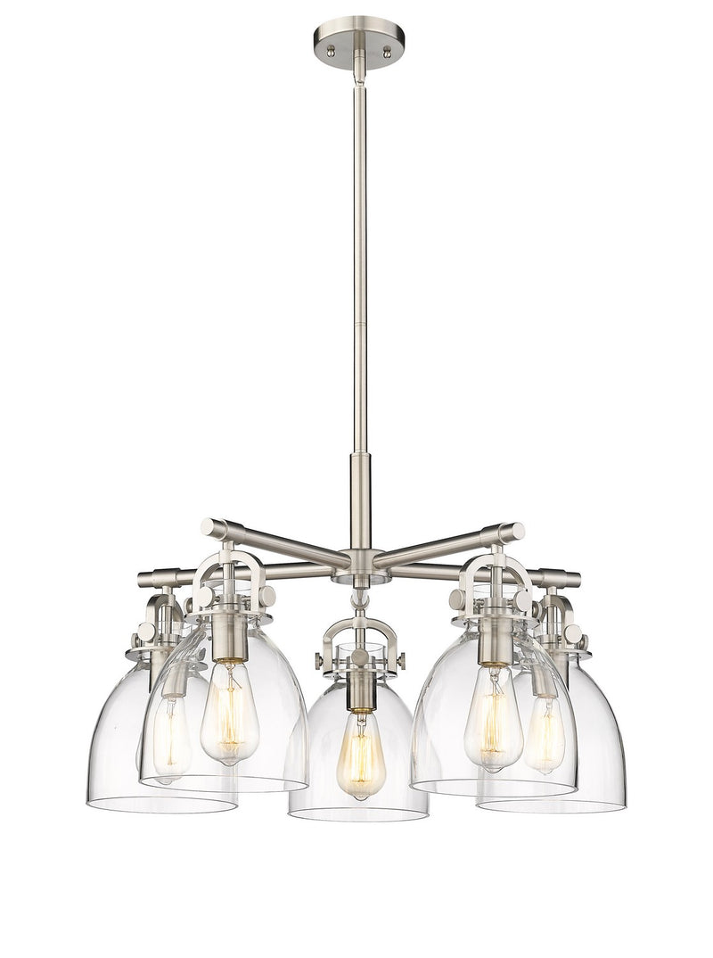 Innovations 410-5CR-SN-G412-7CL Five Light Chandelier, Satin Nickel