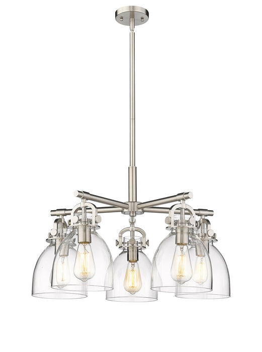 Innovations 410-5CR-SN-G412-7CL Five Light Chandelier, Satin Nickel