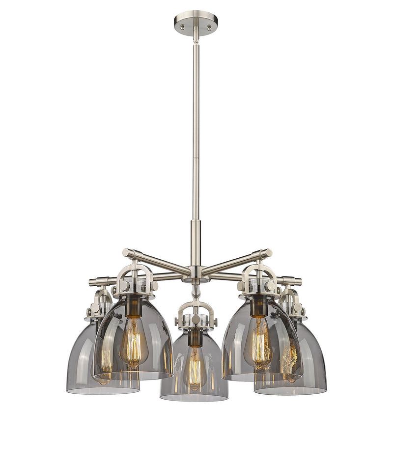 Innovations 410-5CR-SN-G412-7SM Five Light Chandelier, Satin Nickel