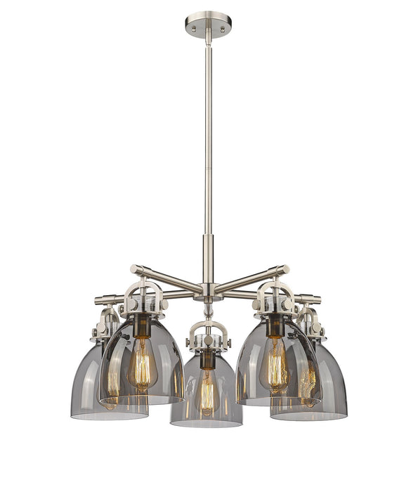 Innovations 410-5CR-SN-G412-7SM Five Light Chandelier, Satin Nickel