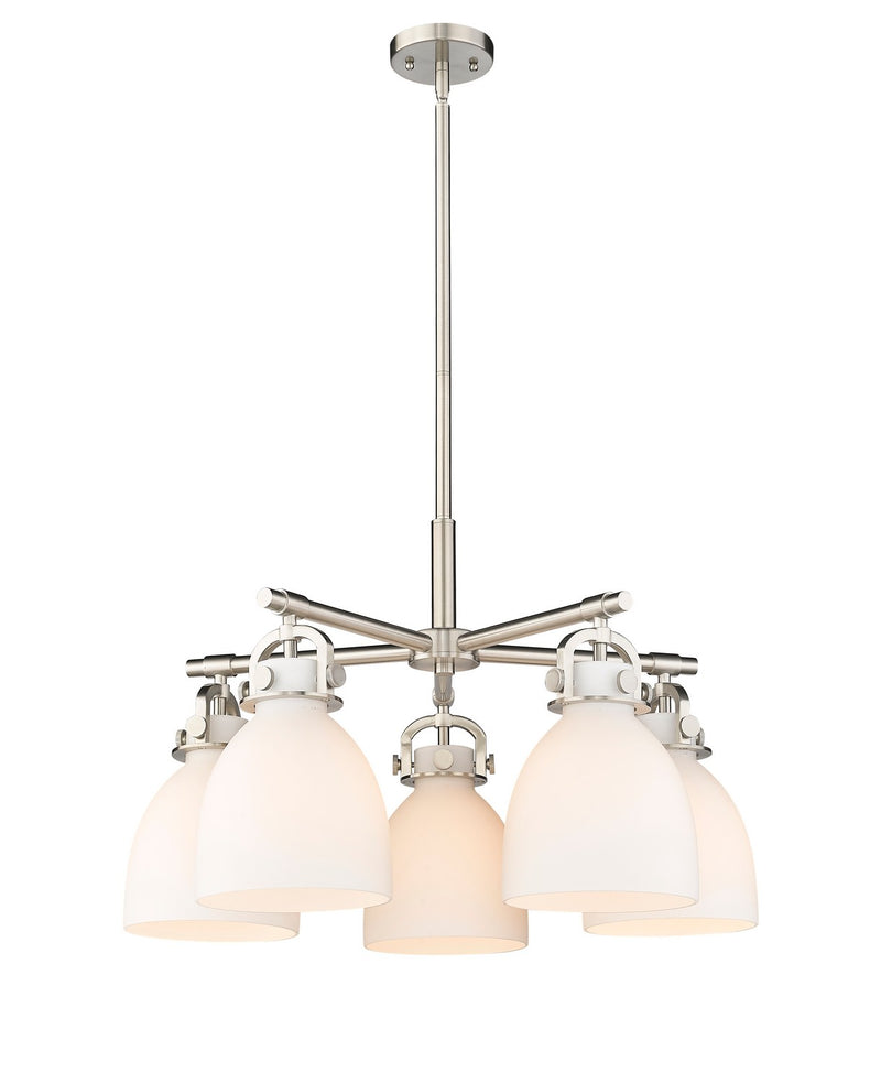 Innovations 410-5CR-SN-G412-7WH Five Light Chandelier, Satin Nickel