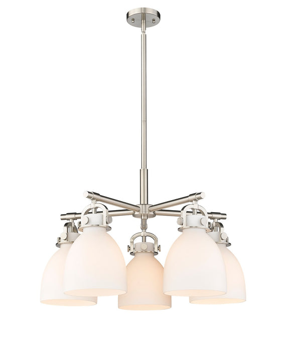 Innovations 410-5CR-SN-G412-7WH Five Light Chandelier, Satin Nickel