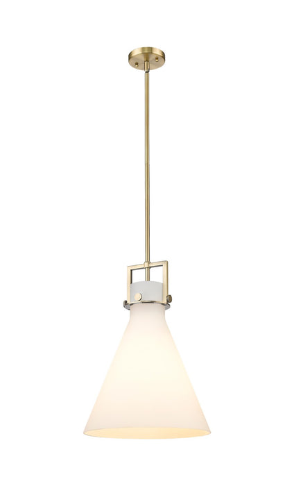 Innovations 411-1SL-BB-G411-14WH One Light Pendant, Brushed Brass