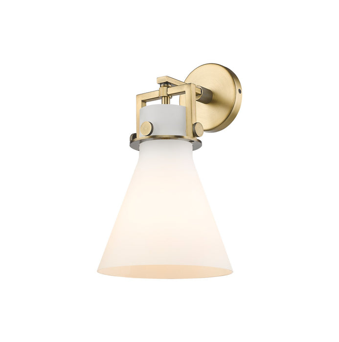 Innovations 411-1W-BB-G411-8WH One Light Wall Sconce, Brushed Brass