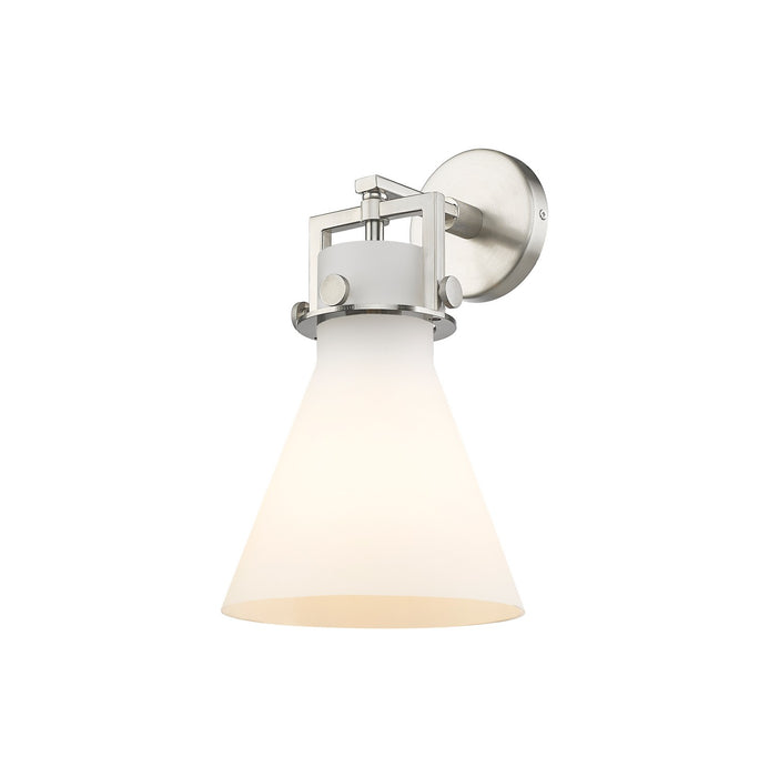 Innovations 411-1W-SN-G411-8WH One Light Wall Sconce, Satin Nickel