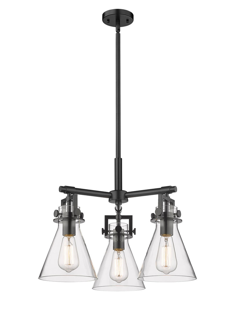 Innovations 411-3CR-BK-G411-7CL Three Light Pendant, Matte Black