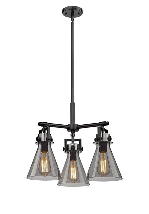 Innovations 411-3CR-BK-G411-7SM Three Light Pendant, Matte Black