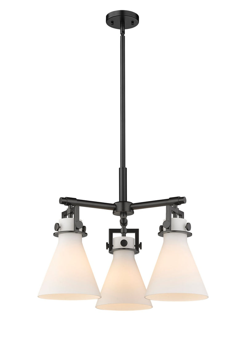 Innovations 411-3CR-BK-G411-7WH Three Light Pendant, Matte Black