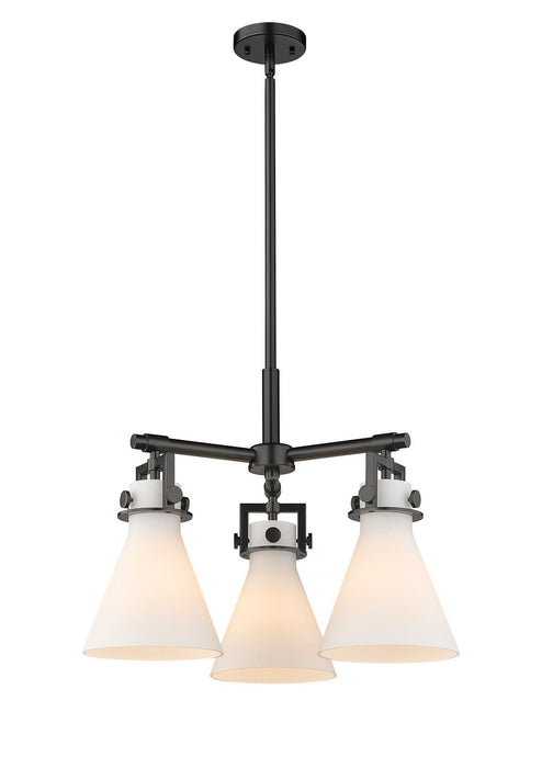 Innovations 411-3CR-BK-G411-7WH Three Light Pendant, Matte Black