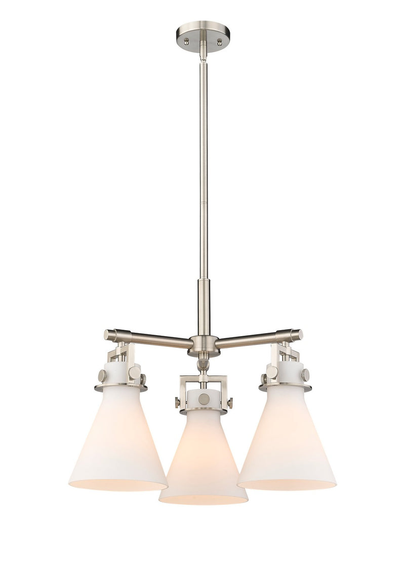 Innovations 411-3CR-SN-G411-7WH Three Light Pendant, Satin Nickel