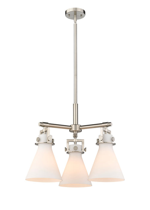 Innovations 411-3CR-SN-G411-7WH Three Light Pendant, Satin Nickel