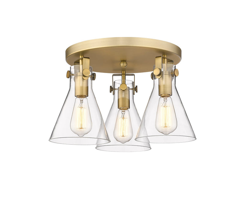 Innovations 411-3F-BB-G411-7CL Three Light Flush Mount, Brushed Brass
