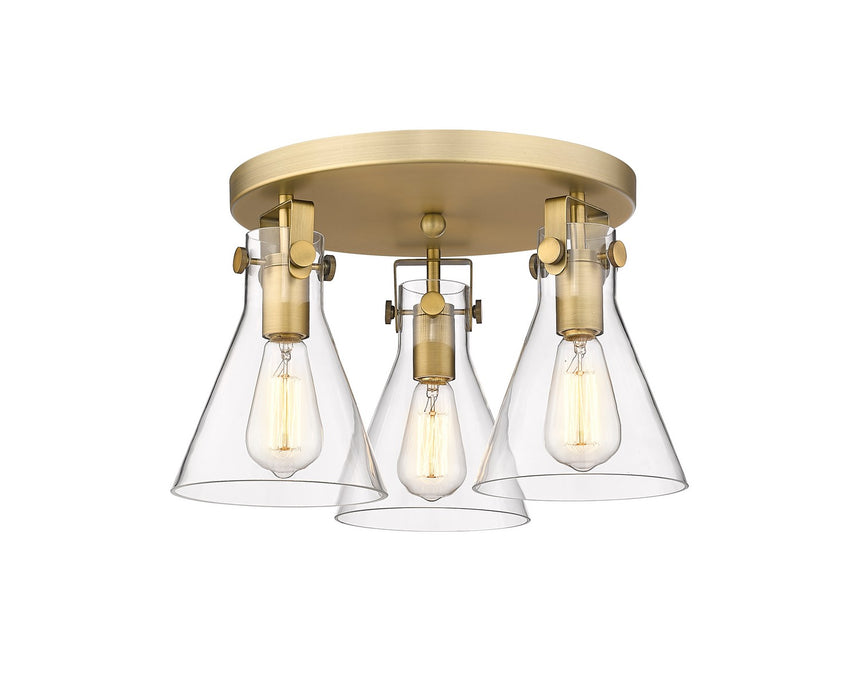 Innovations 411-3F-BB-G411-7CL Three Light Flush Mount, Brushed Brass