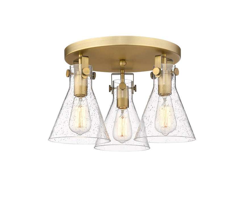 Innovations 411-3F-BB-G411-7SDY Three Light Flush Mount, Brushed Brass