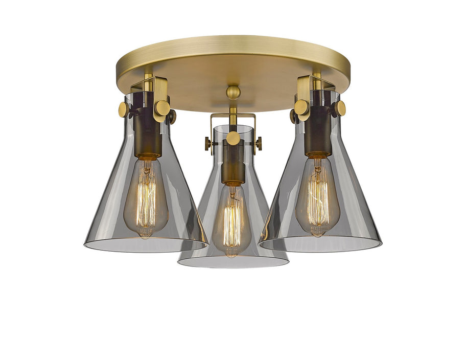 Innovations 411-3F-BB-G411-7SM Three Light Flush Mount, Brushed Brass